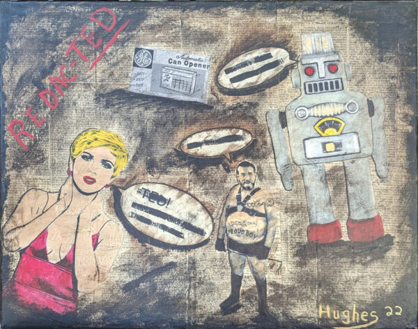 Stop It Ted! ScarJo and Ted Cruz in Bondage 16 X 20″ (406MM X 508MM) MIXED MEDIA PAINTING ON CANVAS