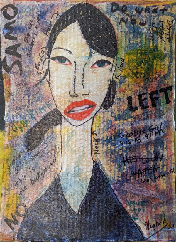 Mixed Media Expressionist Portrait on cardboard