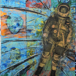 Can You Hear Me Major Tom? 28 1/2 x 17" (724 x 432mm) Mixed Media Collage On Cardboard