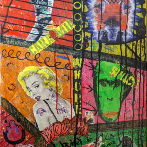 Marilyn's Monkey Is A Whore??? 20 x 30" (508 x 762mm) Mixed Media/Collage On Canvas