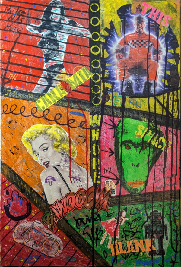 Marilyn's Monkey Is A Whore??? 20 x 30" (508 x 762mm) Mixed Media/Collage On Canvas